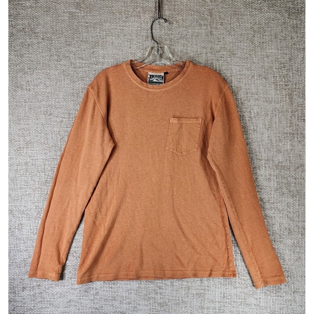 Jungmaven Hemp Organic Cotton Crewneck Shirt Mens S Orange USA Made Long Sleeve
